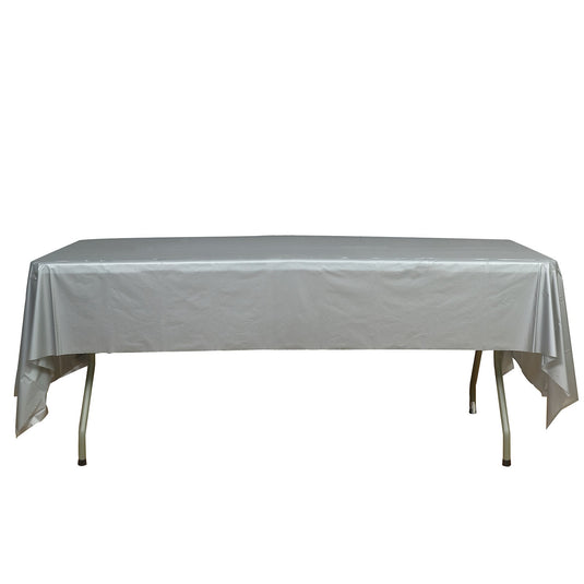 Silver Rectangle Plastic Table Cover, 54