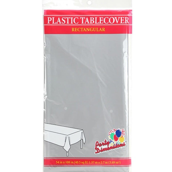 Tablecover Plastic Silver Rectangular 54'' X 108'' Table Cover Party Dimensions