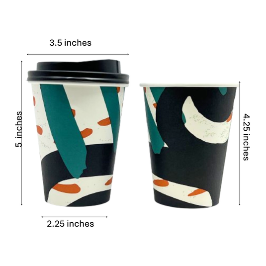 Doodles Everyday Paper 12oz Hot/Cold Cups With Lids Paper Cups VeZee