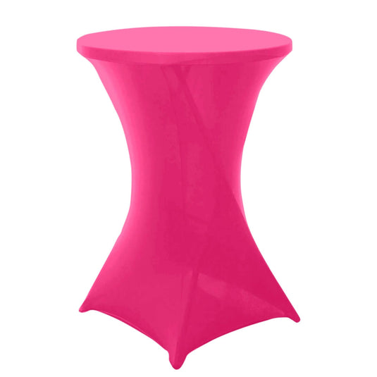 Spandex 24"-32" Round Cocktail Table Cover Fuchsia - Easy to Maintain Stretch Fitted Highboy Tablecloth Tablecloths PROstorez Default Title