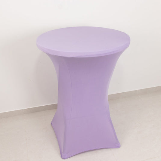 Spandex 24"-32" Round Cocktail Table Cover Lavender Lilac - Easy to Maintain Stretch Fitted Highboy Tablecloth Tablecloths HIER_2130