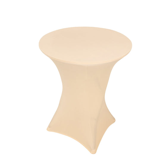 Spandex 33"-36" Round Cocktail Table Cover Beige - Easy to Maintain Stretch Fitted Highboy Tablecloth Tablecloths HIER_2130