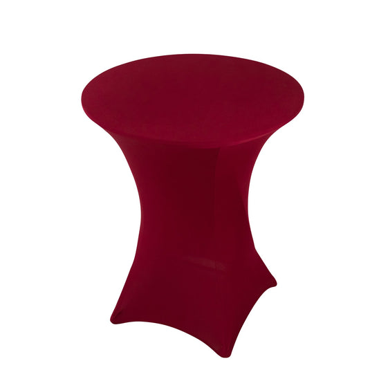 Spandex 33"-36" Round Cocktail Table Cover Burgundy - Easy to Maintain Stretch Fitted Highboy Tablecloth Tablecloths HIER_2130