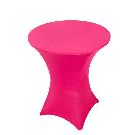 Spandex 33"-36" Round Cocktail Table Cover Fuchsia - Easy to Maintain Stretch Fitted Highboy Tablecloth Tablecloths HIER_2130