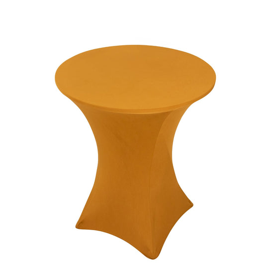 Spandex 33"-36" Round Cocktail Table Cover Gold - Easy to Maintain Stretch Fitted Highboy Tablecloth for Events Tablecloths HIER_2130