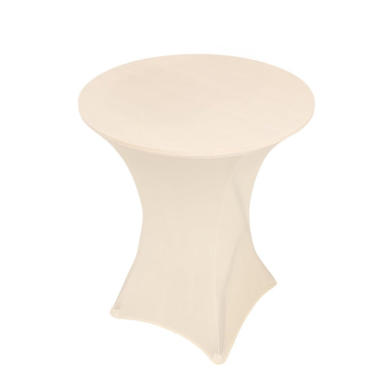 Spandex 33"-36" Round Cocktail Table Cover Ivory - Easy to Maintain Stretch Fitted Highboy Tablecloth Tablecloths HIER_2130