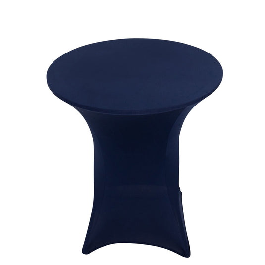 Spandex 33"-36" Round Cocktail Table Cover Navy Blue - Easy to Maintain Stretch Fitted Highboy Tablecloth Tablecloths HIER_2130