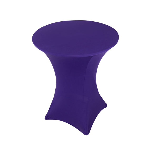 Spandex 33"-36" Round Cocktail Table Cover Purple - Easy to Maintain Stretch Fitted Highboy Tablecloth Tablecloths HIER_2130