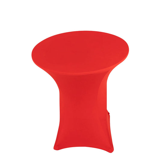 Spandex 33"-36" Round Cocktail Table Cover Red - Easy to Maintain Stretch Fitted Highboy Tablecloth Tablecloths HIER_2130