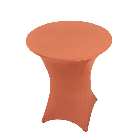 Spandex 33"-36" Round Cocktail Table Cover Terracotta (Rust) - Easy to Maintain Stretch Fitted Highboy Tablecloth Tablecloths HIER_2130