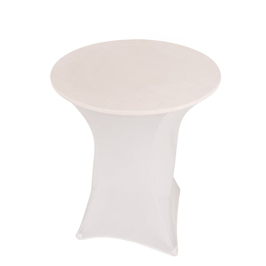 Spandex 33"-36" Round Cocktail Table Cover White - Easy to Maintain Stretch Fitted Highboy Tablecloth for Events Tablecloths HIER_2130