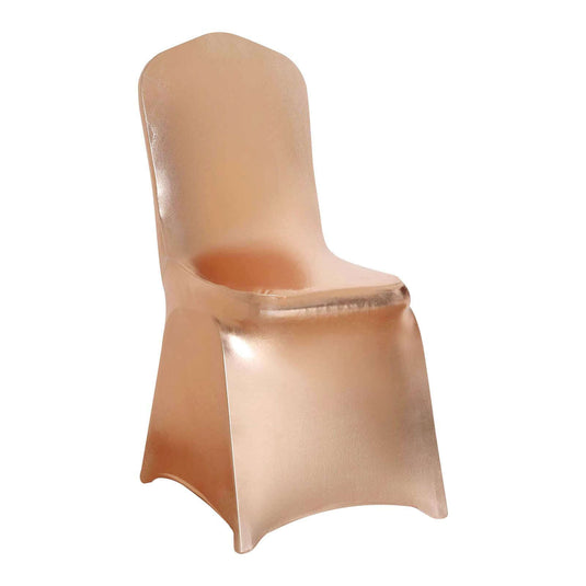 Spandex Banquet Chair Cover Metallic Rose Gold - Glittering Fitted Slipcover Chair Covers HIER_3121