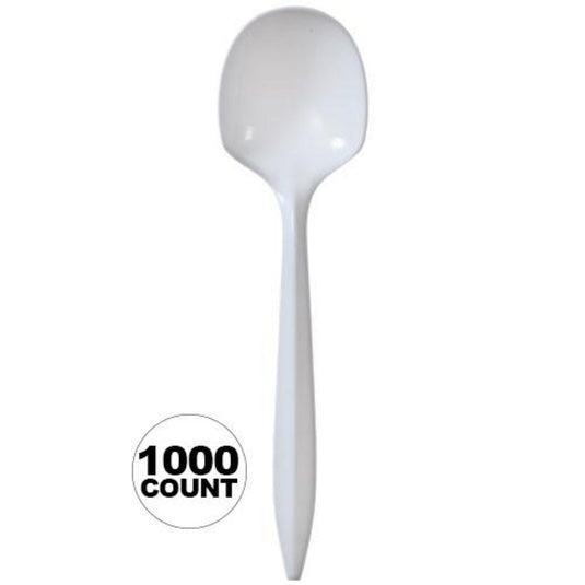 *WHOLESALE* Disposable - Medium Weight - White - Soup Spoons | 1000 ct. Disposable Spoons VeZee