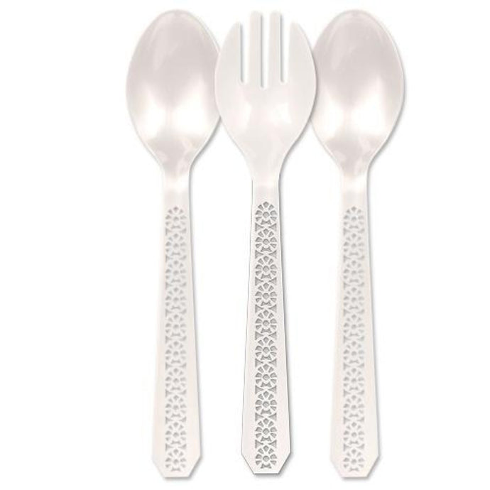 Lacetagon Serving Set Two Spoons and One Fork Pearl 10