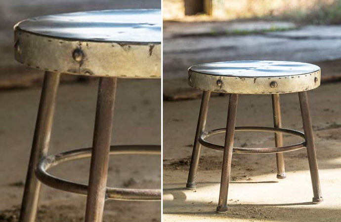 Distressed Metal Milking Stool General PHC