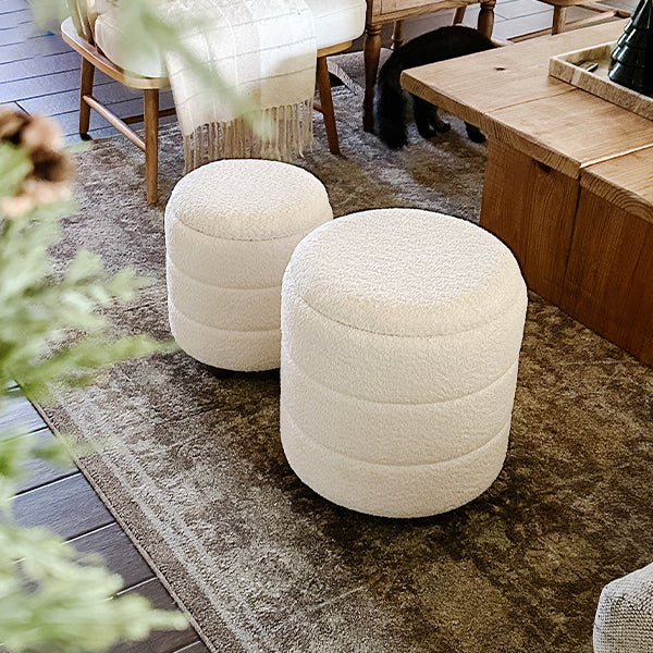 Boucle Storage Stools, Set of 2 General ABH