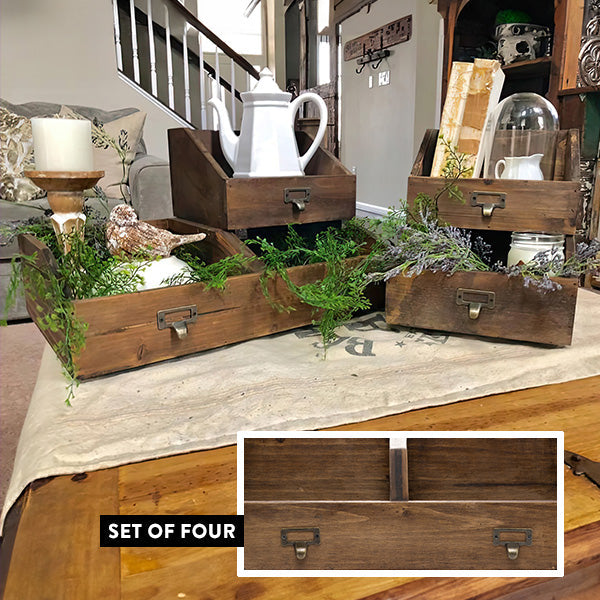 Stackable Vintage Wooden Decorative Storage Boxes, Set of 4 Whats trending ABH