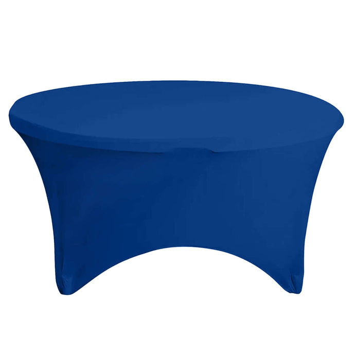 Stretch Spandex 5ft Round Tablecloth Royal Blue - Durable Form-Fitting Table Cover Tablecloths HIER_2130