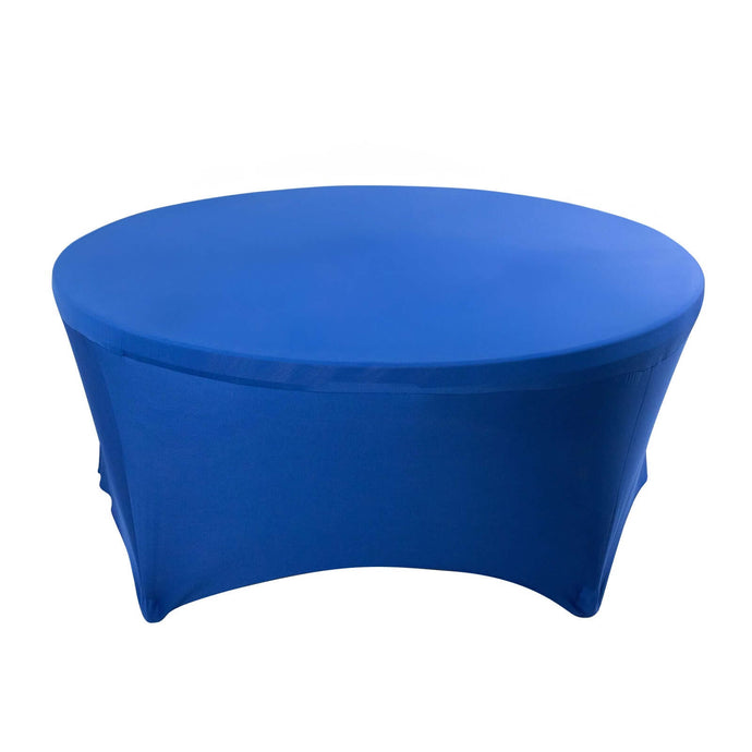 Stretch Spandex 6ft Round Tablecloth Royal Blue - Durable Form-Fitting Table Cover Tablecloths HIER_2130