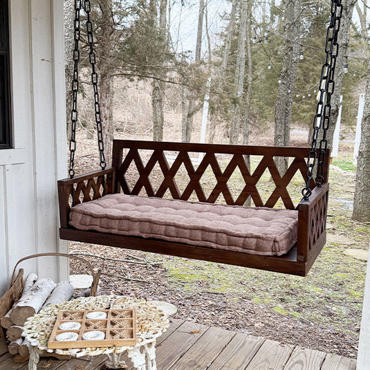 Brown Porch Swing with Cushion General ABH