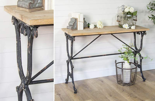 Ornate Wood and Metal Console Table General VIP