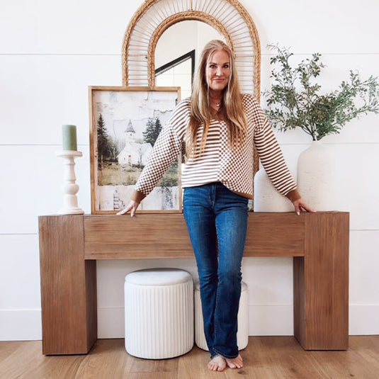 66 Inch Distressed Pine Wood Console Table General ABH