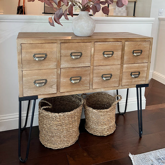 Vintage Inspired Apothecary Console Table Whats trending ABH