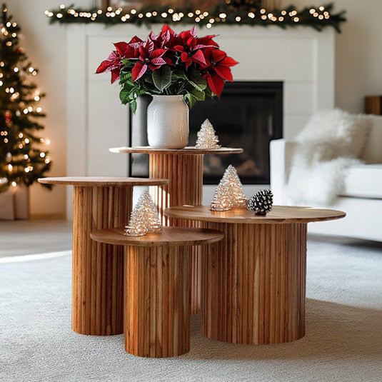 Acacia Wood Round Accent Tables, Set of Four Whats trending KAL