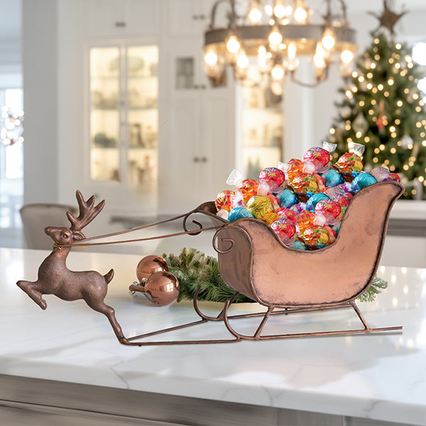 Copper Finish Sleigh with Reindeer CT