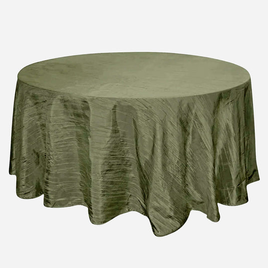 Taffeta 120" Round Tablecloth Dusty Sage Green - Seamless Accordion Crinkle Table Cover Tablecloths HIER_2171