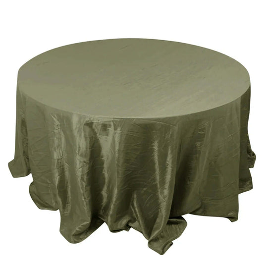 Taffeta 132" Round Tablecloth Dusty Sage Green - Seamless Accordion Crinkle Table Cover Tablecloths HIER_2171