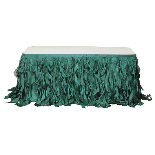 Taffeta 14ft Table Skirt Hunter Emerald Green - Cascading Curly Willow Style Table Cover Table Skirts PROstorez Default Title