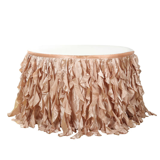 Taffeta 14ft Table Skirt Nude - Cascading Curly Willow Style Table Cover Table Skirts PROstorez Default Title