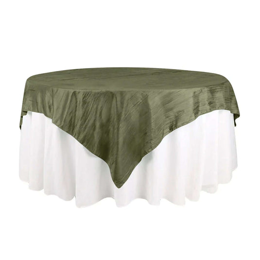 Taffeta 72"x72" Table Overlay Square Tablecloth Dusty Sage Green - Accordion Crinkle Table Cover Overlays HIER_2171