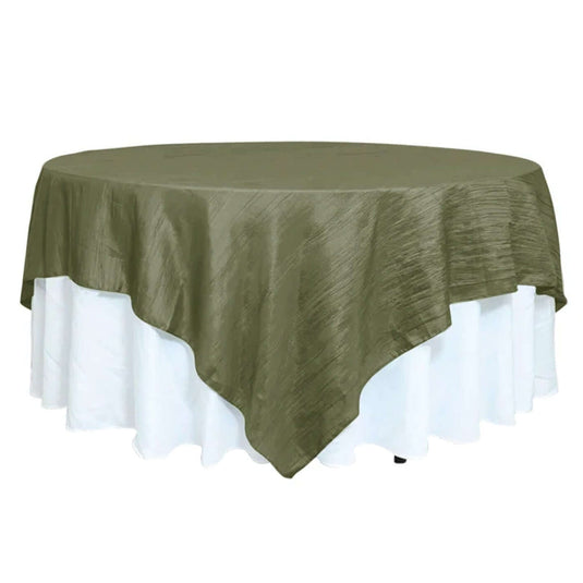 Taffeta 90"x90" Table Overlay Square Tablecloth Dusty Sage Green - Accordion Crinkle Table Cover Overlays HIER_2171