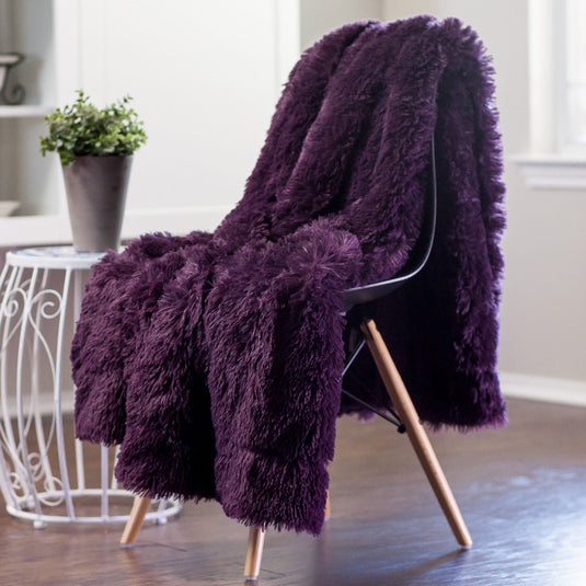 Solid Faux Long Fur Throw Blanket Collective Chanasya