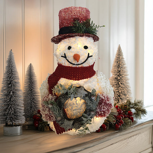 White Tinsel Frosted Snowman Steal Day SD