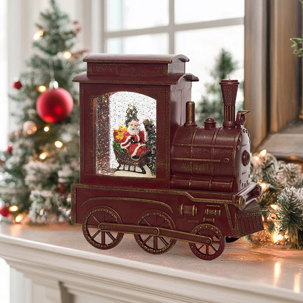 Rustic Dark Red Train Snow Globe General TP