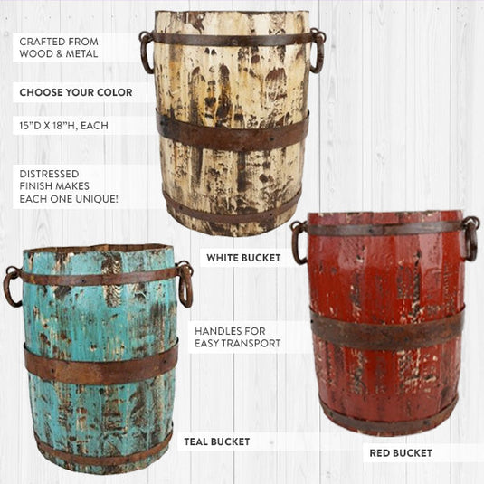 Huge Handmade Spanish Pine Wooden Bucket, Choose Your Color Whats trending CIMA