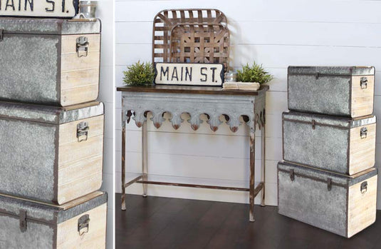 *HUUUGE* Rustic Galvanized Trunks Set of 3 General UMA