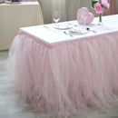 Tulle 14ft Table Skirt Blush - 4 Layer Pleated Tutu Table Cover Table Skirts PROstorez Default Title