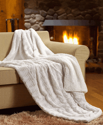 Load image into Gallery viewer, White Ivory Polar Faux Fur with Sherpa Throw Blanket Gift Tache Home Fashion
