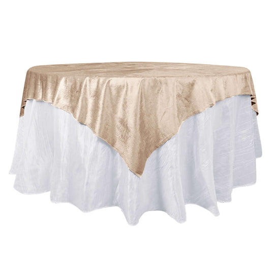 Velvet 72"x72" Table Overlay Square Tablecloth Champagne - Premium Soft Finish Table Topper Overlays HIER_2160 Default Title