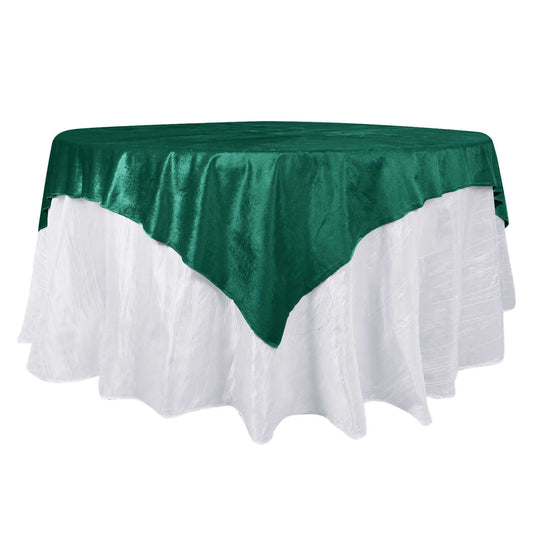 Velvet 72"x72" Table Overlay Square Tablecloth Hunter Emerald Green - Premium Soft Finish Table Topper Overlays PROstorez Default Title