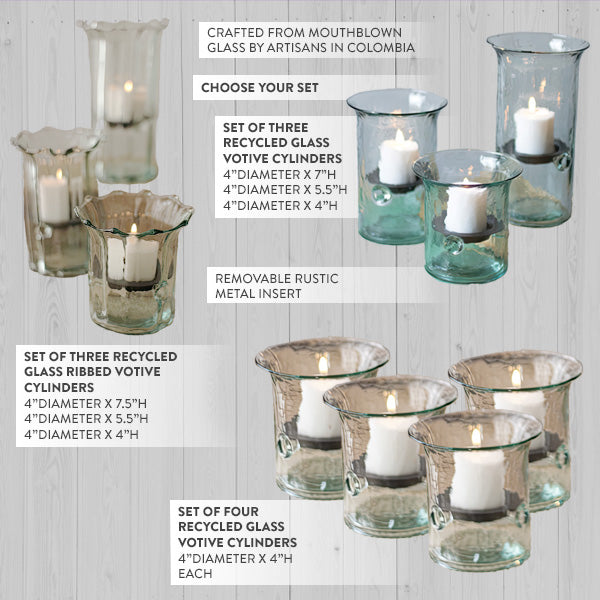 Load image into Gallery viewer, Artisanal Recycled Glass Votive Candle Holder Set, Choose Your Style Whats trending KAL
