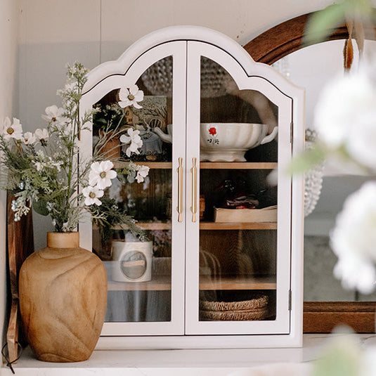 White Arched Two Door Wall Mounted Wooden Cabinet Whats trending ABH