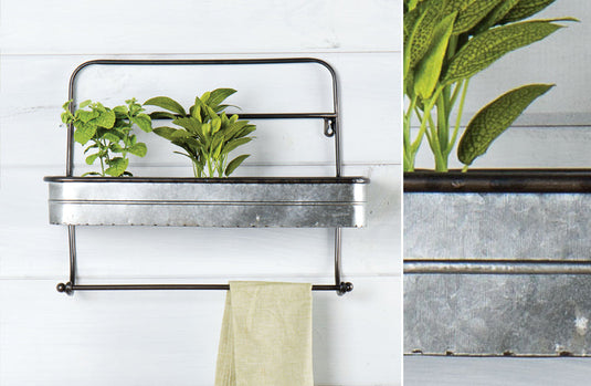 Galvanized Metal Shelf with Towel Bar General WG