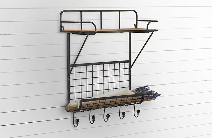 Industrial Wood & Metal Wall Organizer General IMAX