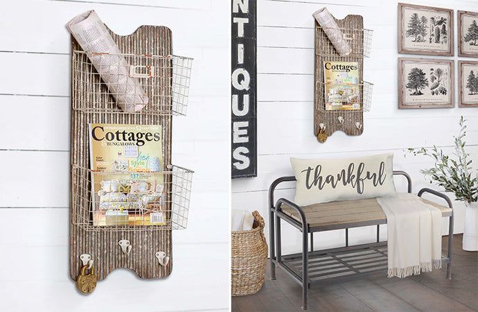 Wall Organizer with Storage Baskets and Hooks General CT