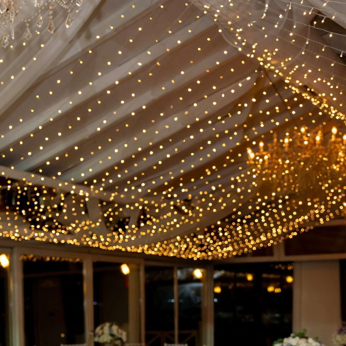 Warm White 600 LED Twinkle Fairy Lights with 8 Modes, Plug In Connectable Curtain String Lights - 10ftx20ft LED HIER_8100